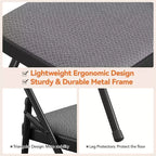 Lot de 4 chaises pliantes en lin rembourrées confortables - Cadre en métal durable, pieds antidérapants, empilables pour la maison, le bureau, la salle à manger, les sièges d'appoint intérieurs/extérieurs