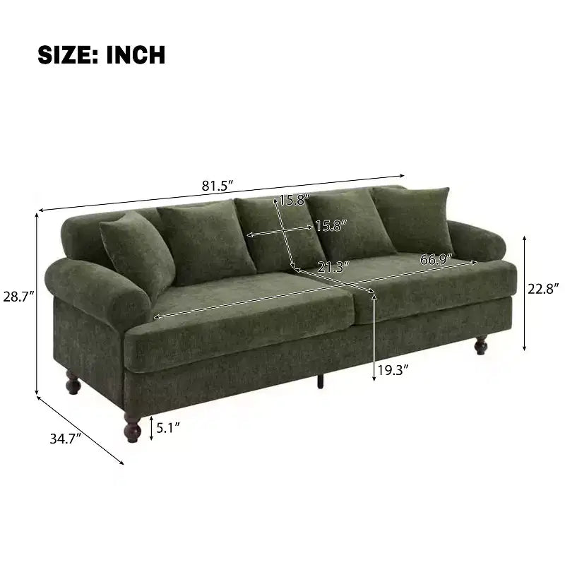 Christopher Knight Home Hassan Canapé 3 places moderne 81,5 en bois rembourré en chenille avec coussins décoratifs