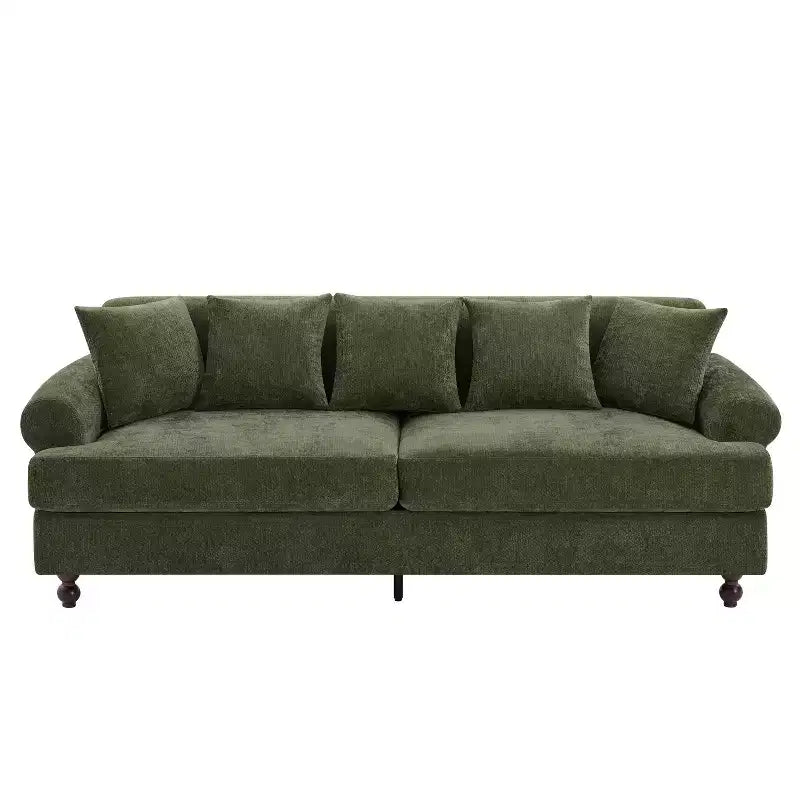 Christopher Knight Home Hassan Canapé 3 places moderne 81,5 en bois rembourré en chenille avec coussins décoratifs