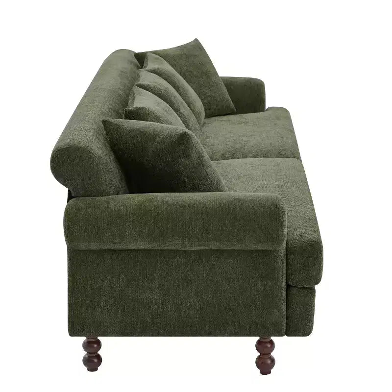 Christopher Knight Home Hassan Canapé 3 places moderne 81,5 en bois rembourré en chenille avec coussins décoratifs