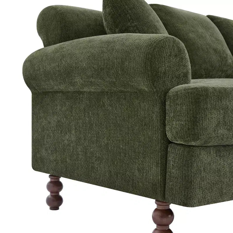 Christopher Knight Home Hassan Canapé 3 places moderne 81,5 en bois rembourré en chenille avec coussins décoratifs