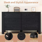 Commode à 6 tiroirs pour chambre à coucher, commode double moderne avec tiroirs de rangement, commode en bois pour chambre à coucher, entrée, couloir, bureau
