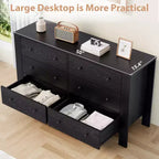 Commode à 6 tiroirs pour chambre à coucher, commode double moderne avec tiroirs de rangement, commode en bois pour chambre à coucher, entrée, couloir, bureau