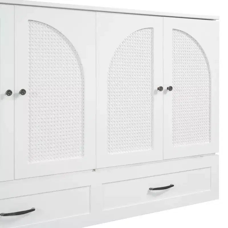 Lit escamotable moderne Luxystar Queen en rotin avec grand tiroir pour salon et chambre d'amis