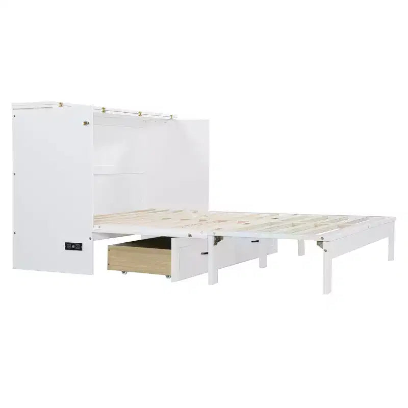 Lit escamotable moderne Luxystar Queen en rotin avec grand tiroir pour salon et chambre d'amis
