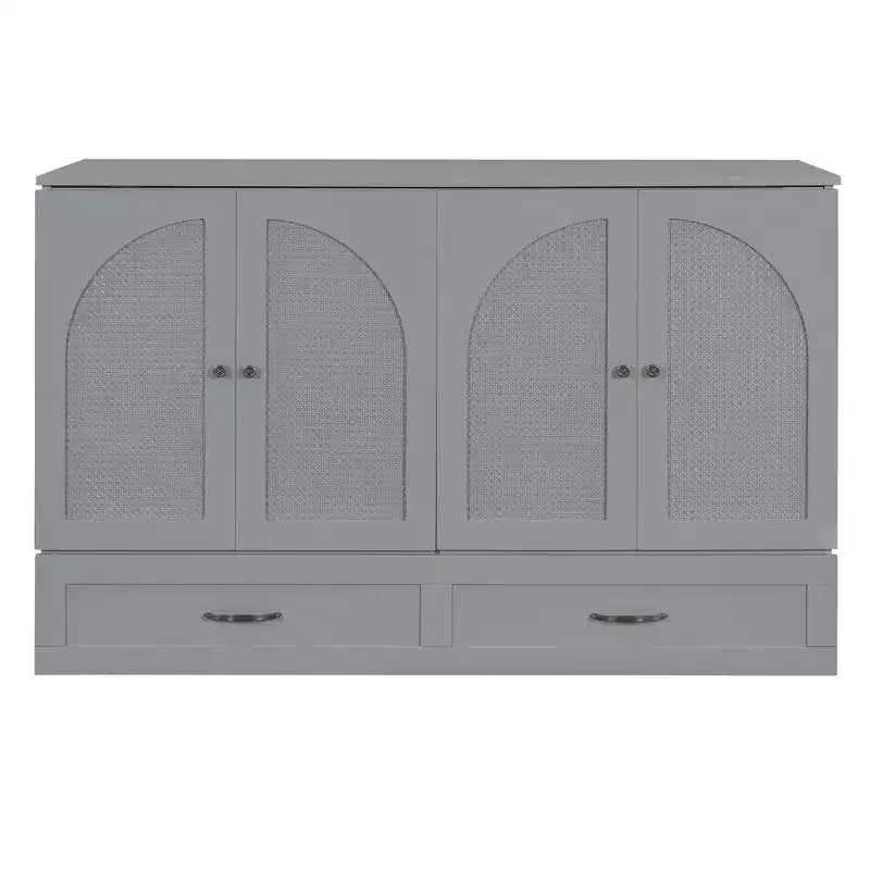 Lit escamotable moderne Luxystar Queen en rotin avec grand tiroir pour salon et chambre d'amis