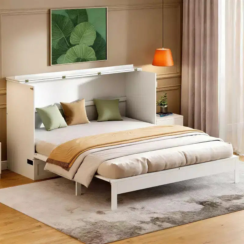 Lit escamotable moderne Luxystar Queen en rotin avec grand tiroir pour salon et chambre d'amis