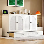 Lit escamotable moderne Luxystar Queen en rotin avec grand tiroir pour salon et chambre d'amis