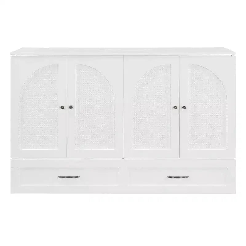 Lit escamotable moderne Luxystar Queen en rotin avec grand tiroir pour salon et chambre d'amis