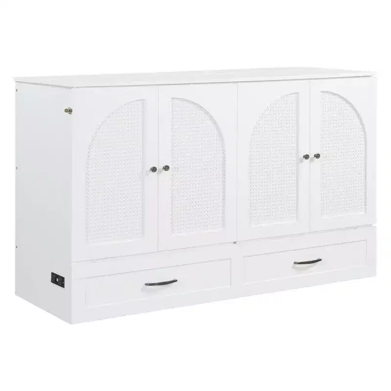 Lit escamotable moderne Luxystar Queen en rotin avec grand tiroir pour salon et chambre d'amis