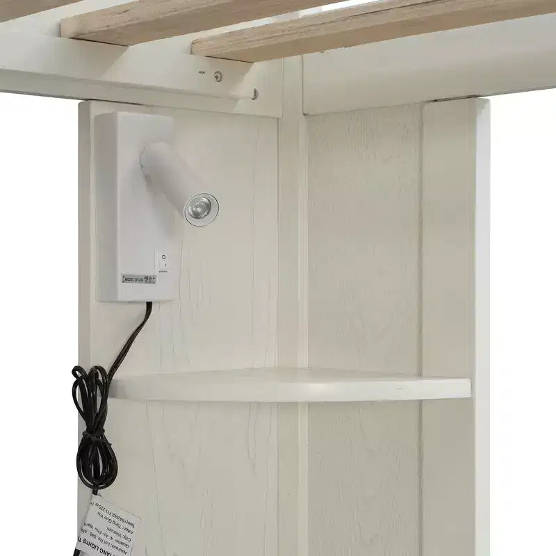 Lit mezzanine tout-en-un Luxystar pour lit simple avec armoire intégrée, bureau, étagères, tablette coulissante pour clavier et spot lumineux