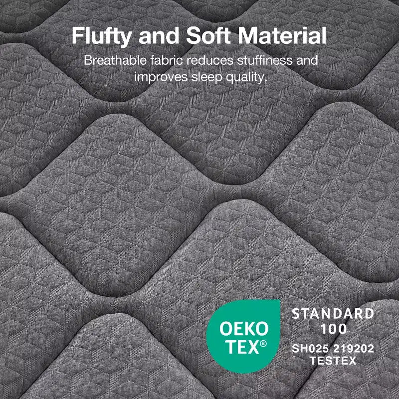 Matelas hybride ferme à mémoire de forme infusé de gel Novilla de 8/10/12/14 pouces, livré en boîte