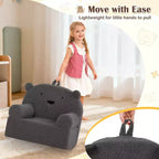 Costway Canapé Enfant Ours en Mousse pour Tout-Petits avec Housse en Tissu Polaire Doux Marron/Gris/Bleu Marine/Rose