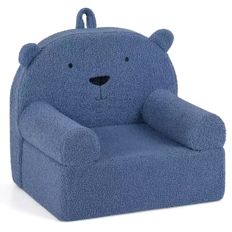 Costway Canapé Enfant Ours en Mousse pour Tout-Petits avec Housse en Tissu Polaire Doux Marron/Gris/Bleu Marine/Rose