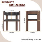 Chaises de salle à manger modernes du milieu du siècle, lot de 4 chaises de cuisine rembourrées en cuir PU avec dossier incurvé accentué et cadre en bois de caoutchouc, marron + noir