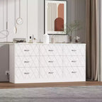 Commode à 9 tiroirs, longue commode de chambre à coucher, grand meuble de rangement moderne, organisateur de tiroirs en bois avec poignées métalliques, pour chambre à coucher, salon