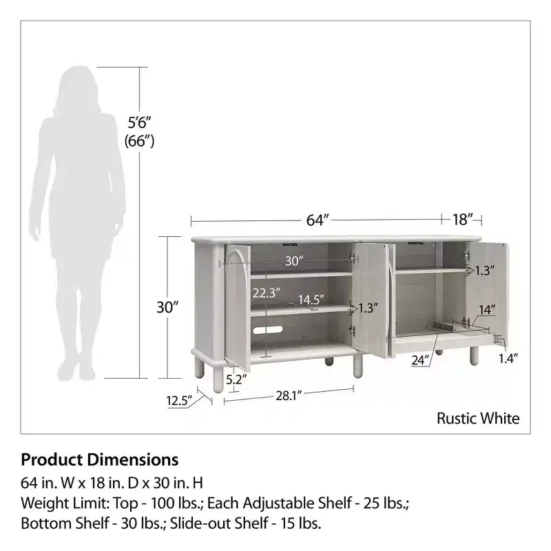 Buffet GDFStudio Abigail en bois rustique avec étagères réglables