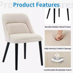 Lot de 6/4 chaises de salle à manger, chaises d'appoint avec dossier haut en tissu de lin, siège rembourré, pieds en bois robustes pour cuisine, salle à manger, café, ferme, beige