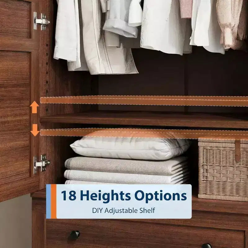Grande armoire autoportante à 4 portes, étagères réglables, style moderne, meuble de rangement pour chambre à coucher, salon