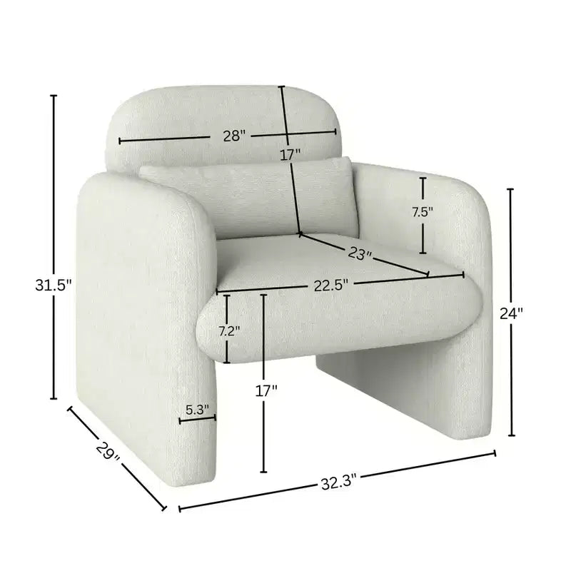 Fauteuil d'appoint tonneau moderne GDFStudio Diane en chenille avec coussin