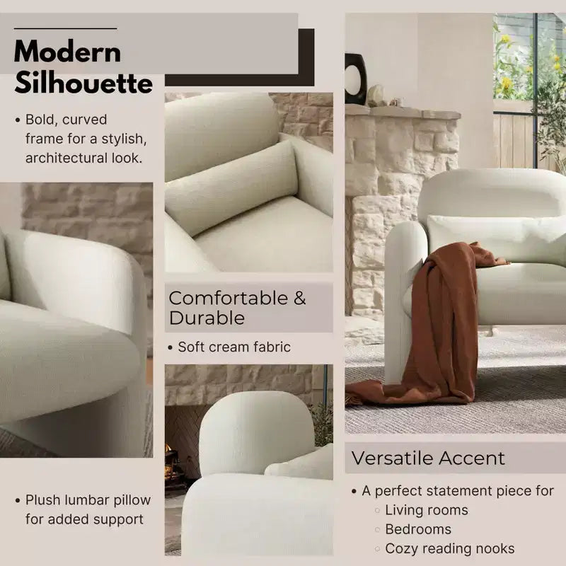 Fauteuil d'appoint tonneau moderne GDFStudio Diane en chenille avec coussin