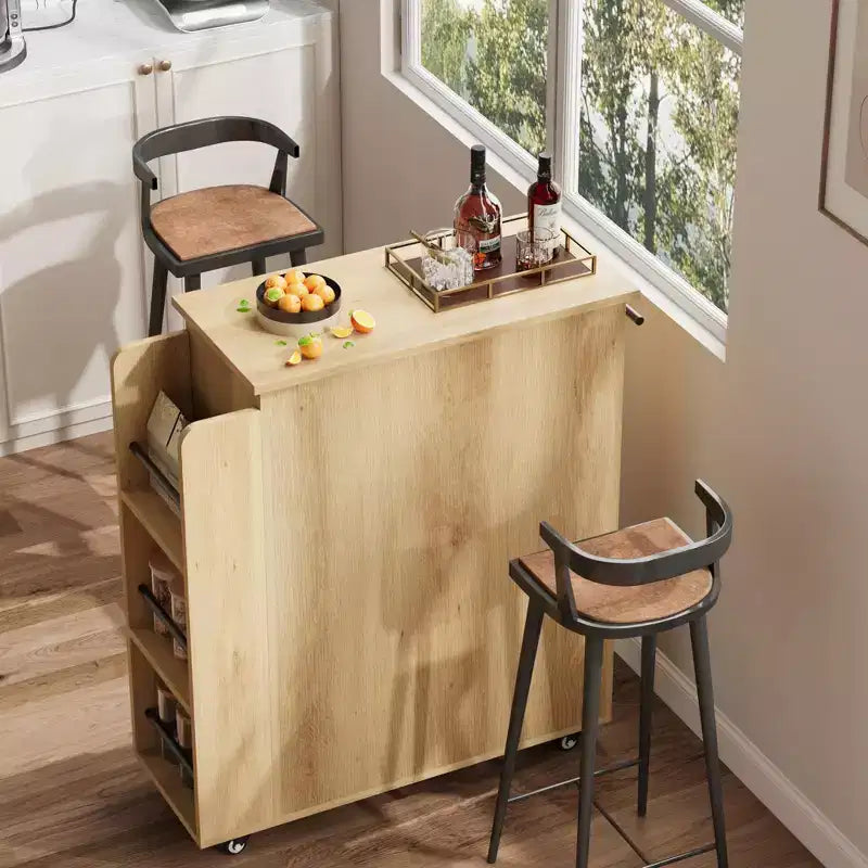 Îlot de cuisine avec rangement, îlot de rangement de cuisine avec porte-épices et tiroir, cuisine roulante à 360° sur roues, pour maison, salle à manger