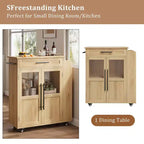 Îlot de cuisine avec rangement, îlot de rangement de cuisine avec porte-épices et tiroir, cuisine roulante à 360° sur roues, pour maison, salle à manger