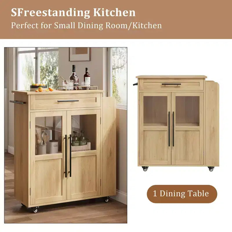 Îlot de cuisine avec rangement, îlot de rangement de cuisine avec porte-épices et tiroir, cuisine roulante à 360° sur roues, pour maison, salle à manger
