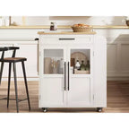 Îlot de cuisine avec rangement, îlot de rangement de cuisine avec porte-épices et tiroir, cuisine roulante à 360° sur roues, pour maison, salle à manger