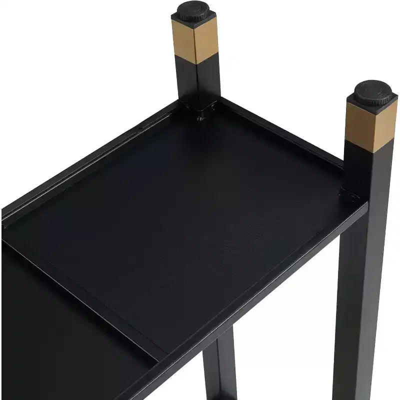 GDFStudio Nerita : Console moderne en verre à 2 plateaux avec structure métallique