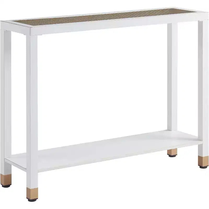 GDFStudio Nerita : Console moderne en verre à 2 plateaux avec structure métallique