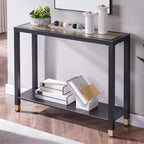 GDFStudio Nerita Modern Glass Console Table with 2-Tier Metal Frame