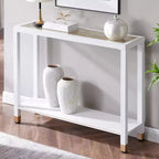 GDFStudio Nerita : Console moderne en verre à 2 plateaux avec structure métallique