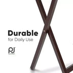 PJ Wood Tables pliantes rectangulaires légères en bois massif pour intérieur, plateau de télévision, lot de 5 avec support de rangement compact, finition expresso