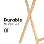 PJ Wood Tables pliantes rectangulaires légères en bois massif pour intérieur, plateau de télévision, lot de 5 avec support de rangement compact, finition expresso