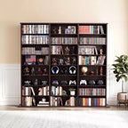 Meuble de rangement multimédia VEVOR, Étagère à DVD 8 niveaux, Organisateur de rangement multimédia de 142 x 22 x 130 cm pour CD, DVD, livres et jeux, Marron