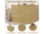 Commode en rotin de 117 cm de large, commode à 6 tiroirs, commode moderne, pour chambre à coucher, salon