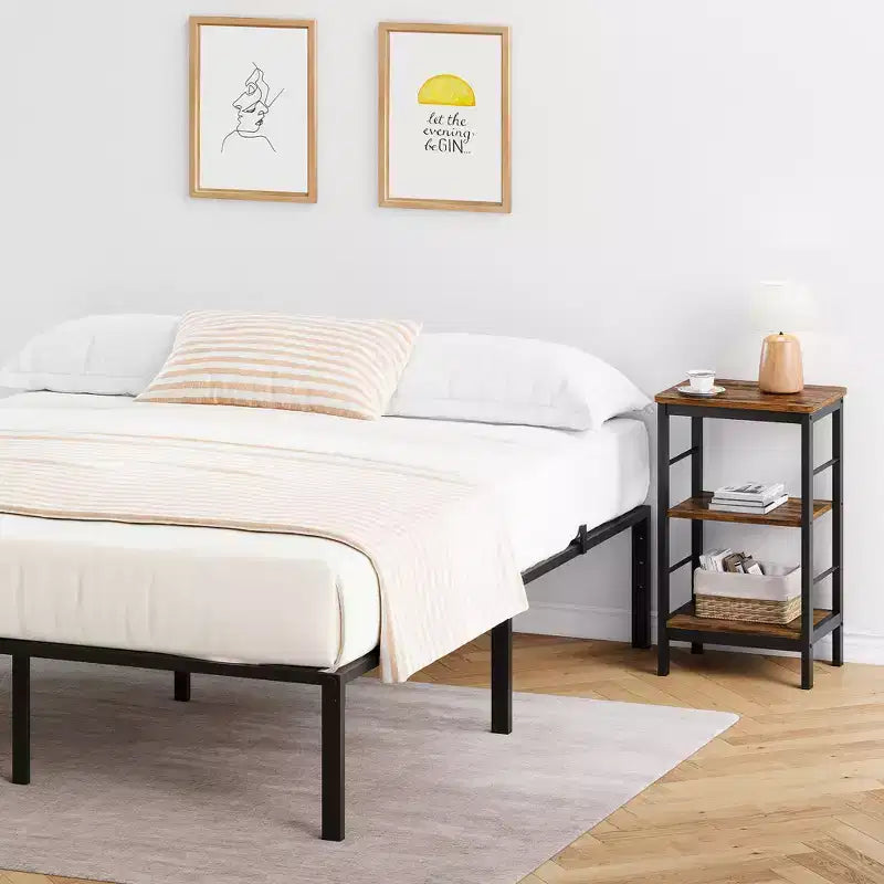 Lot de 2 tables de chevet avec 3 étagères de rangement, tables d'appoint industrielles avec cadre en métal, tables de chevet peu encombrantes pour chambre, salon, bureau
