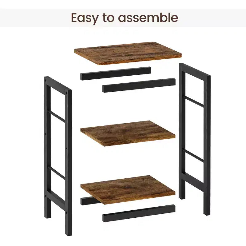 Lot de 2 tables de chevet avec 3 étagères de rangement, tables d'appoint industrielles avec cadre en métal, tables de chevet peu encombrantes pour chambre, salon, bureau