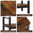 Lot de 2 tables de chevet avec 3 étagères de rangement, tables d'appoint industrielles avec cadre en métal, tables de chevet peu encombrantes pour chambre, salon, bureau