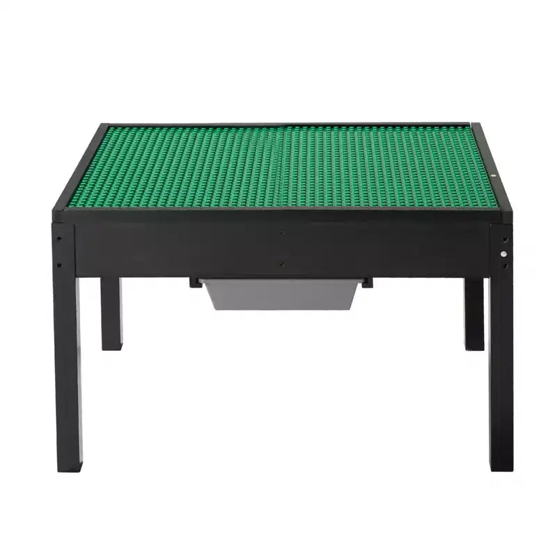 Table d'activités pour enfants avec plateau de blocs de construction réversible, table de jeu en bois avec 2 bacs de rangement pour les loisirs créatifs, l'apprentissage et le jeu, noir