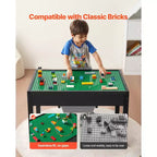 Table d'activités pour enfants avec plateau de blocs de construction réversible, table de jeu en bois avec 2 bacs de rangement pour les loisirs créatifs, l'apprentissage et le jeu, noir