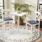Lot de 2 tabourets de bar Costway en bois d'hévéa avec dossier en X, sièges rembourrés et repose-pieds (brun foncé et crème/blanc et gris)