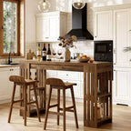 Table de bar Lantine, grande unité de bar en bois de 160 cm avec porte-bouteilles, table de pub avec étagères de rangement pour salle à manger, salon, cuisine, marron