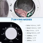 Sèche-linge compact 1300W Sèche-linge portable avec tambour en acier inoxydable de 3,2 pi³ à chargement frontal