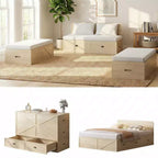 Lit escamotable convertible Mjkone avec tiroirs de rangement, ensemble canapé-lit d'appoint multifonctionnel, matelas non inclus