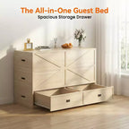 Lit escamotable convertible Mjkone avec tiroirs de rangement, ensemble canapé-lit d'appoint multifonctionnel, matelas non inclus