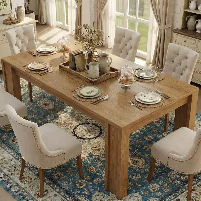 Dining Table for 4-6, Dining Tables for 4, Farmhouse Large Kitchen Dining Table, Rectangular Dining Room Table for Small Space, Kitchen, Apartment