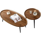 Round Coffee Table Set of 2, Living Room Nest of Tables, Wooden Coffee End Table for Living Room, Small Spaces,Balcony