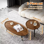 Tables basses rondes gigognes (lot de 2) pour salon, tables d'appoint en bois pour petits espaces, balcon